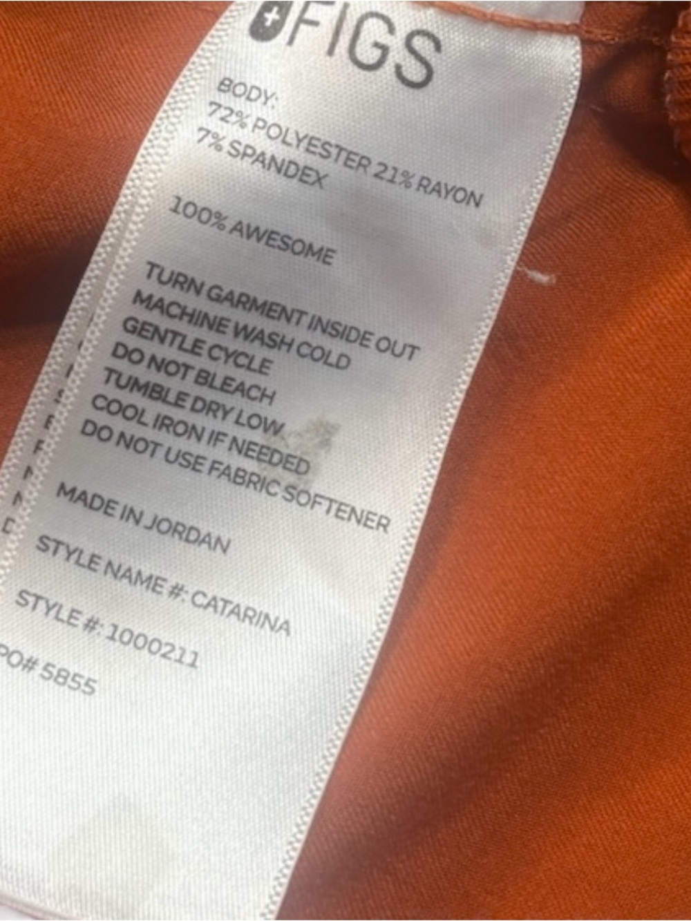🔥FIGS Catarina Scrub Top Women’s Small Tangerine Orange FIONx Stretch PO 5855 - Picture 6 of 6